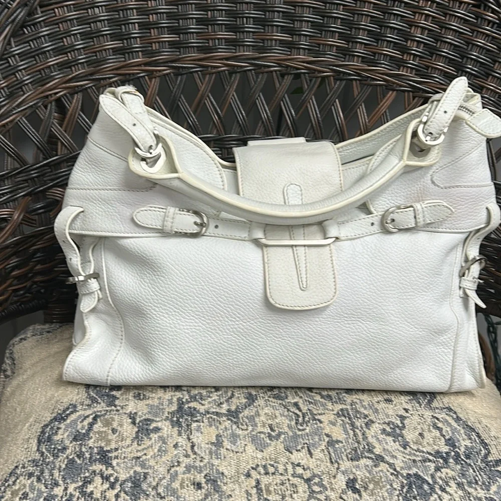 🤍 JIMMY CHOO White Pebbled Bag – Preloved Luxury 🤍